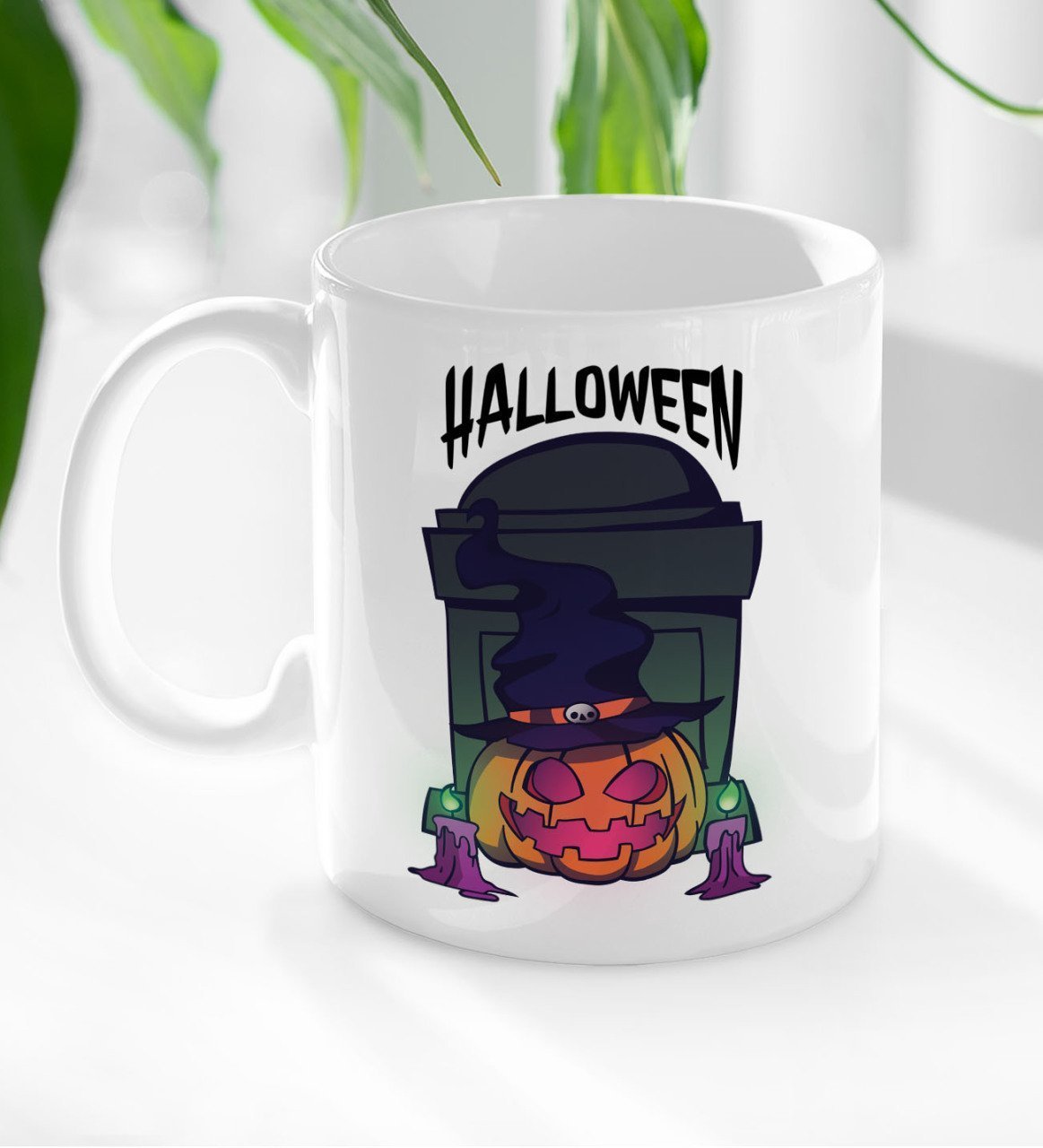 BK Gift Halloween Tasarımlı Beyaz Kupa Bardak-1