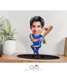 BK Gift Kişiye Özel Erkek Beyzbol Karikatürlü Ahşap Biblo-1