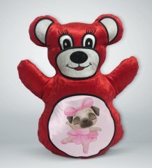 BK Gift Tatlı Köpek Tasarımlı Kırmızı Ayıcık Yastık-2