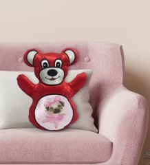 BK Gift Tatlı Köpek Tasarımlı Kırmızı Ayıcık Yastık-2