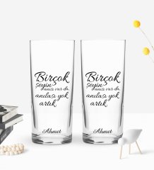 Kişiye Özel Renkli Baskılı Birçok Şeyin Anısı Var Da Tasarımlı İkili Rakı Bardağı Seti-1