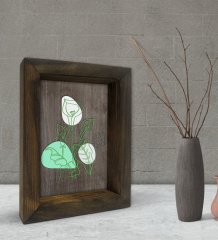 BK Gift Minimal Çiçekler Tasarımlı Dekoratif Doğal Masif Ahşap Çerçeve 15x20cm-1