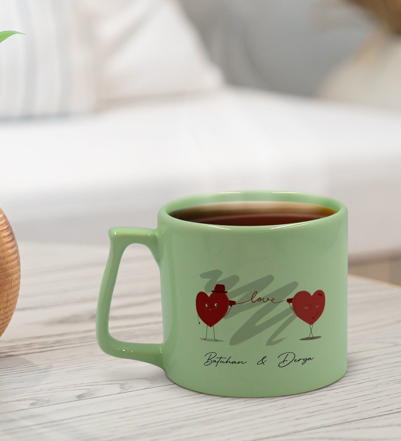 BK Gift Kişiye Özel Sevgili İsimli Pastel Yeşil Middle Kupa Bardak, Arkadaşa Hediye, Ev Hediyesi, Doğum Günü Hediyesi, Ofis Hediyesi-6