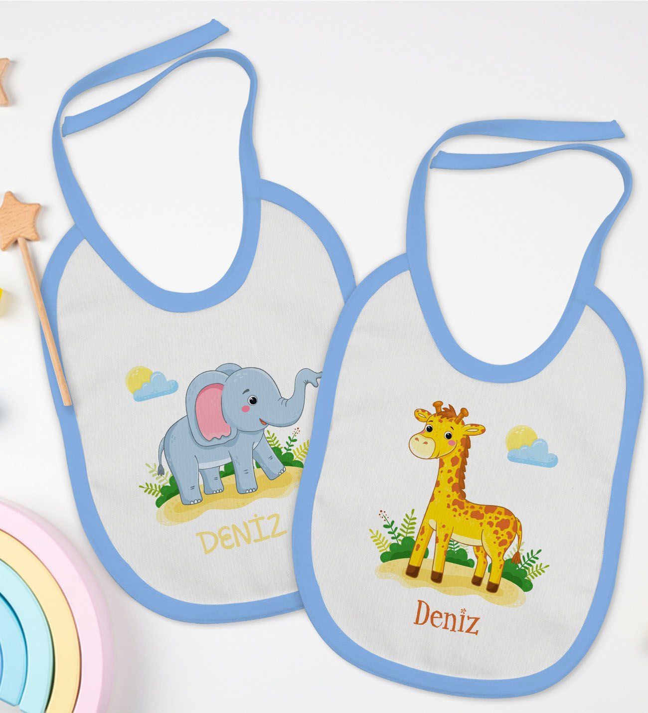 BK Kids Kişiye Özel İsimli 2’li Mavi Mama Önlüğü-8