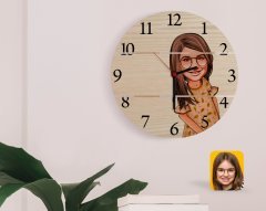 Kişiye Özel Kız Çocuk Karikatürlü Otantik Ahşap Palet Saat-8