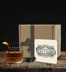 BK Gift Kişiye Özel İsimli Frasera Viski Kadehi Ahşap Bardak Altlığı ve Viski Taşı Hediye Seti-9, Sevgiliye Hediye, Babaya Hediye