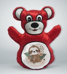 BK Gift Tembel Hayvan Tasarımlı Kırmızı Ayıcık Yastık-1