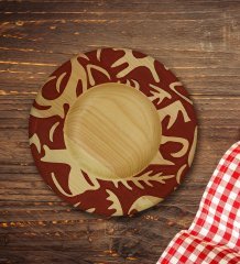 Kişiye Özel Retro Motif Tasarımlı Doğal Ahşap Tabaklı Türk Kahvesi Fincanı Model 2
