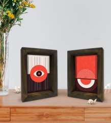 Bk Gift Dekoratif 2'li Doğal Masif Ahşap Çerçeve 15x20cm-33