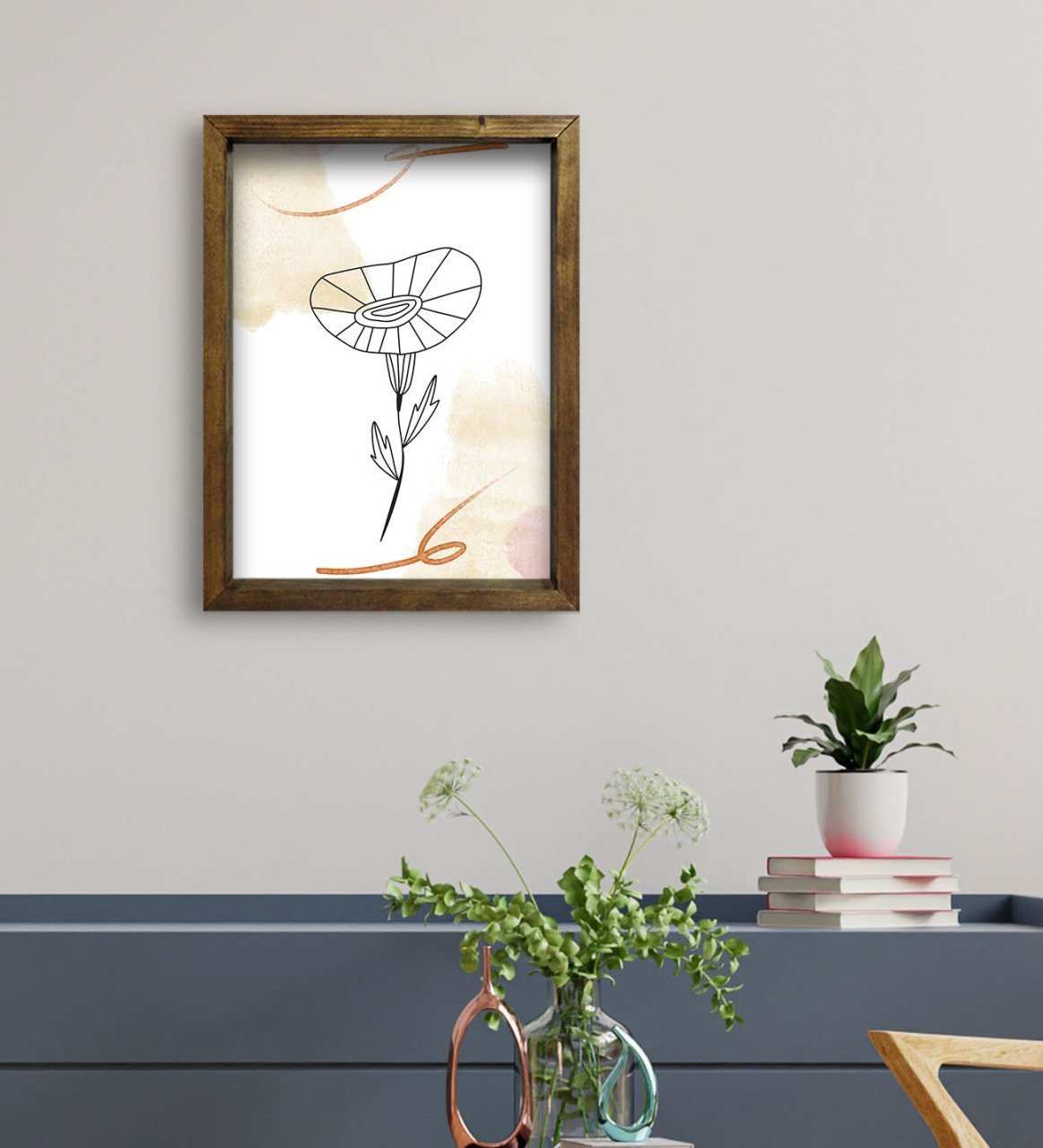BK Gift Otel Odası Konseptli Doğal Masif Ahşap Çerçeveli Tablo 45x65cm-91