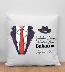 BK Gift Kişiye Özel İsimli Babalar Günü Tasarımlı Beyaz Kırlent Yastık-4, Babaya Hediye, Ev Dekorasyonu, Babalar Günü Hediyesi