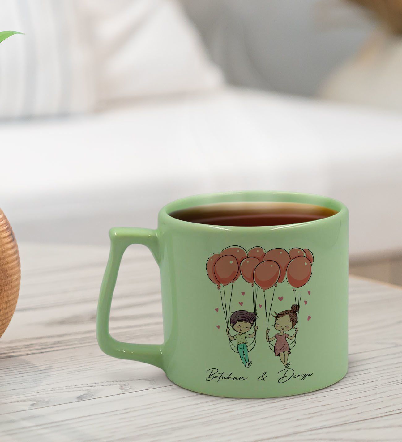 BK Gift Kişiye Özel Sevgili İsimli Pastel Yeşil Middle Kupa Bardak, Arkadaşa Hediye, Ev Hediyesi, Doğum Günü Hediyesi, Ofis Hediyesi-5