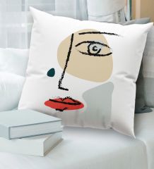 BK Gift Modern Art Tasarımlı Beyaz Kırlent Yastık, Ev Hediyesi, Ev Dekorasyonu, Dekoratif Hediye-15