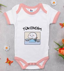 BK Kids Tükendim Tasarımlı Pembe Bebek Body Zıbın-1