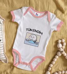 BK Kids Tükendim Tasarımlı Pembe Bebek Body Zıbın-1