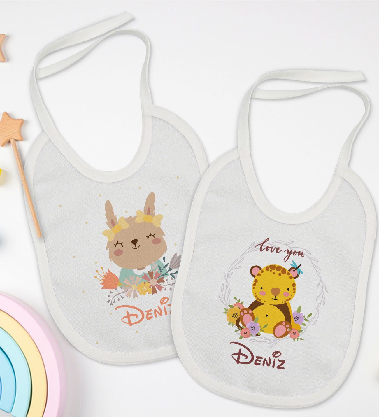 BK Kids Kişiye Özel İsimli 2’li Beyaz Mama Önlüğü-5