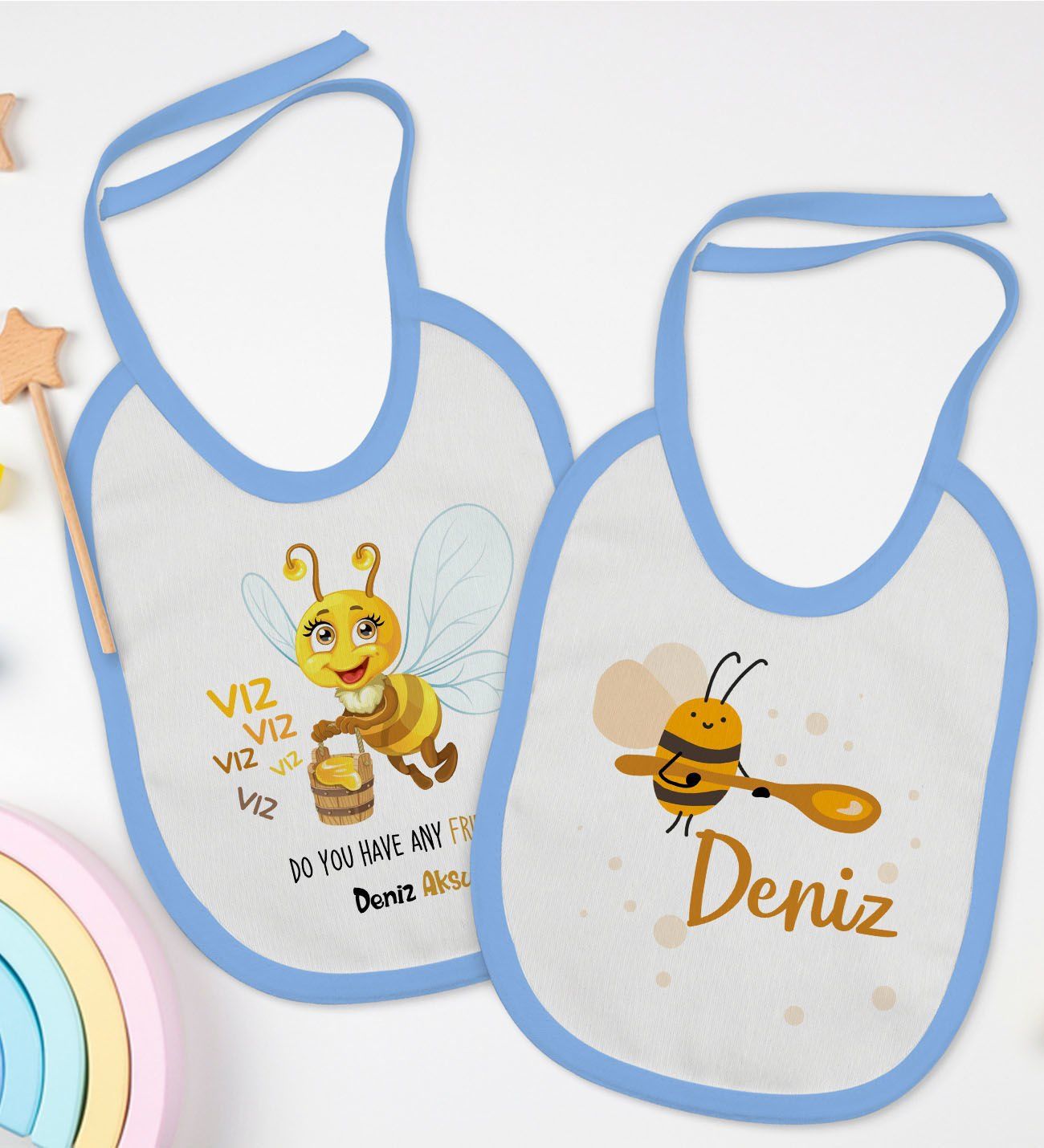 BK Kids Kişiye Özel İsimli 2’li Mavi Mama Önlüğü-6