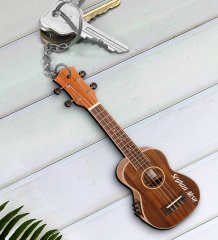Kişiye Özel İsimli Ukulele Enstrüman Ahşap Anahtarlık-1