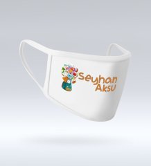 Çocuklara Özel İsimli Yıkanabilir Beyaz Okul Maskesi-3