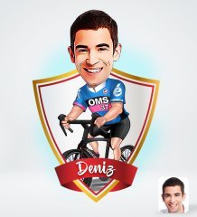 Kişiye Özel İsimli Erkek Bisiklet Sürücüsü Tasarımlı Dijital Karikatür-1