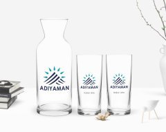 Kişiye Özel Renkli Baskılı Adıyaman Tasarımlı Turistik İkili Rakı Bardağı ve Karaf Hediye Seti-2