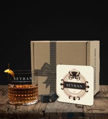 BK Gift Kişiye Özel İsimli Frasera Viski Kadehi Ahşap Bardak Altlığı ve Viski Taşı Hediye Seti-8, Sevgiliye Hediye, Babaya Hediye