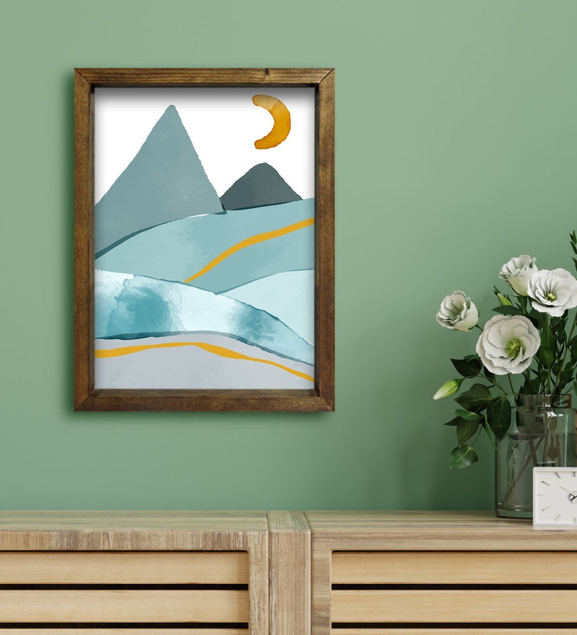 BK Gift Otel Odası Konseptli Doğal Masif Ahşap Çerçeveli Tablo 30x40cm-39