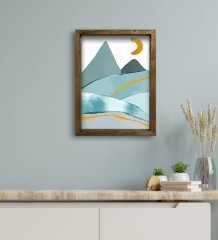 BK Gift Otel Odası Konseptli Doğal Masif Ahşap Çerçeveli Tablo 30x40cm-39