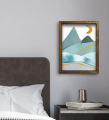 BK Gift Otel Odası Konseptli Doğal Masif Ahşap Çerçeveli Tablo 30x40cm-39