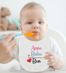 BK Kids Anne Baba Tasarımlı Beyaz Bebek Body Zıbın ve Mama Önlüğü Hediye Seti-1