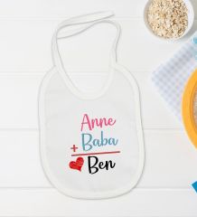 BK Kids Anne Baba Tasarımlı Beyaz Bebek Body Zıbın ve Mama Önlüğü Hediye Seti-1