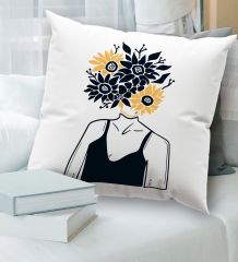 BK Gift Modern Art Tasarımlı Beyaz Kırlent Yastık, Ev Hediyesi, Ev Dekorasyonu, Dekoratif Hediye-14