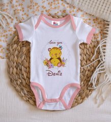 BK Kids Kişiye Özel Pembe Bebek Body Zıbın - Model 128