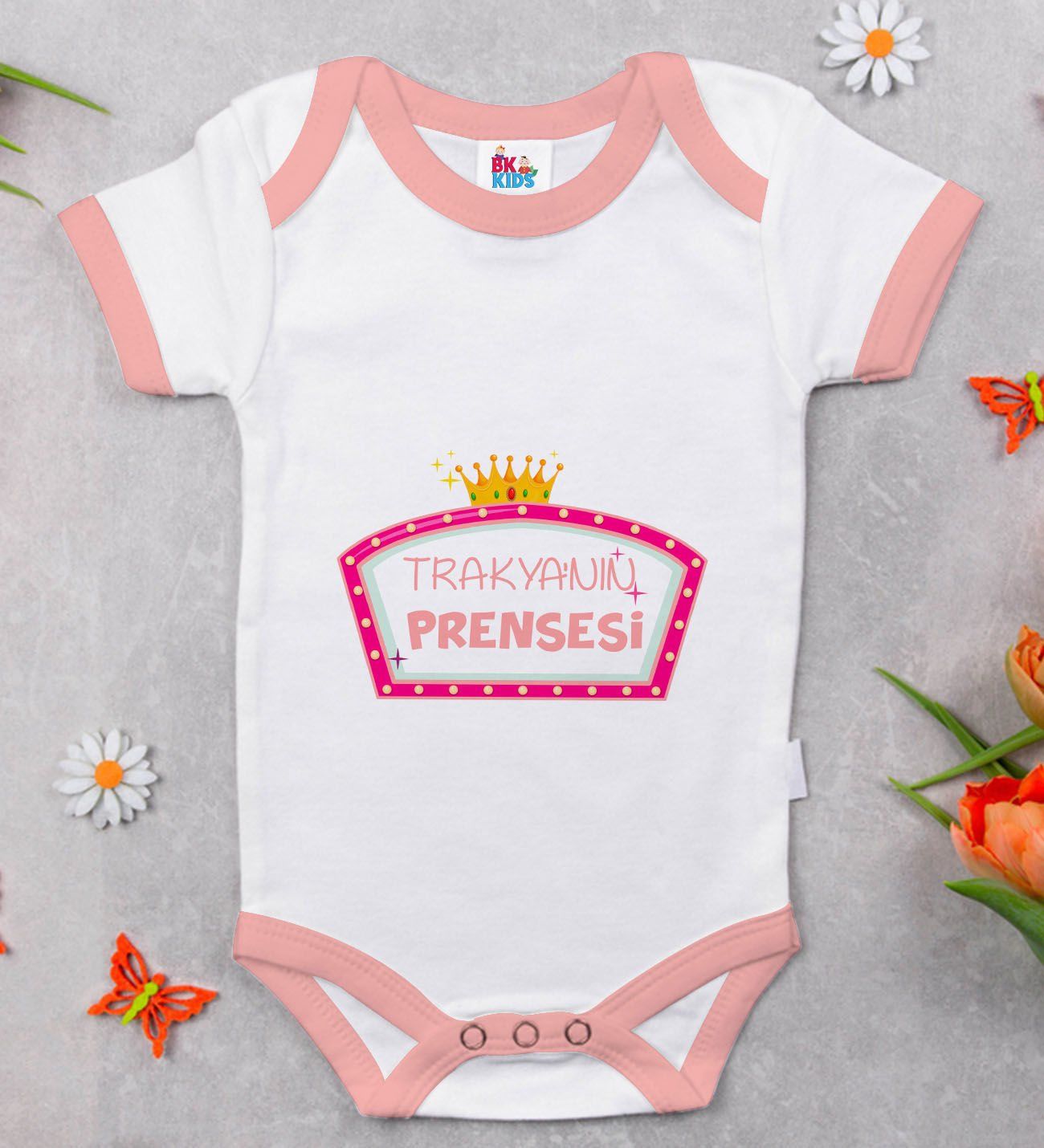 BK Kids Trakyanın Prensesi Tasarımlı Pembe Bebek Body Zıbın-1