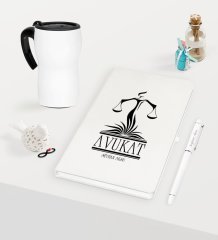 Kişiye Özel Avukat Temalı Beyaz Defter Kalem ve Termos Mug Seti  - 5