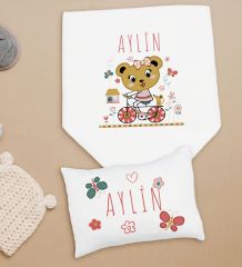 BK Kids Kişiye Özel İsimli Bebek Battaniye ve Yastık Hediye Seti, Yeni Doğan Bebek Hediyesi, Bebek Uyku Seti-4