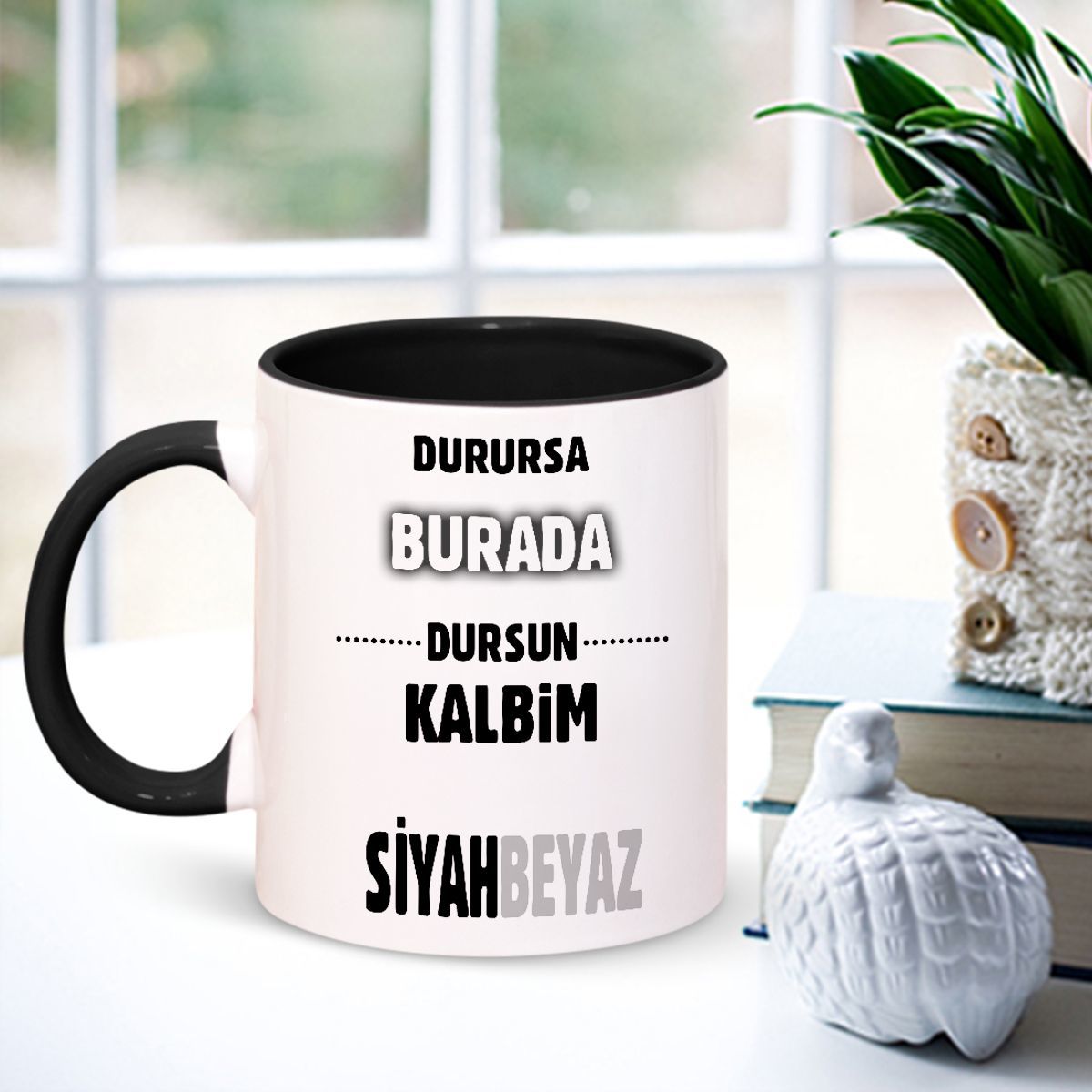 Kişiye Özel Siyah Kupa Bardak (Siyah Beyaz Temalı) 004