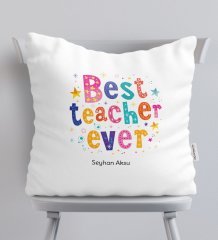 Kişiye Özel En İyi Öğretmen Beyaz Yastık-12