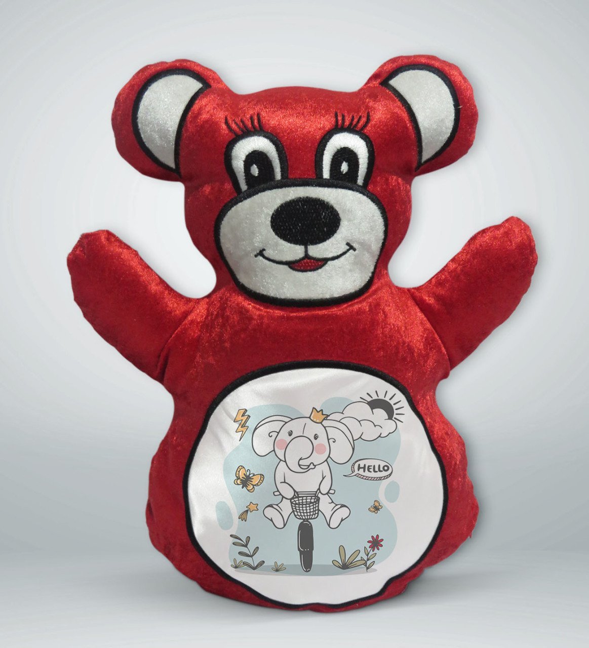 BK Gift Tatlı Fil Tasarımlı Kırmızı Ayıcık Yastık-1