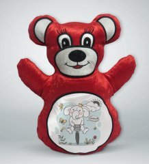 BK Gift Tatlı Fil Tasarımlı Kırmızı Ayıcık Yastık-1
