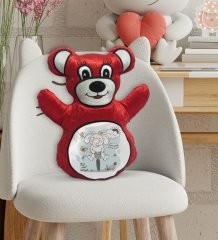 BK Gift Tatlı Fil Tasarımlı Kırmızı Ayıcık Yastık-1
