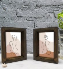 Bk Gift Dekoratif 2'li Doğal Masif Ahşap Çerçeve 15x20cm-31