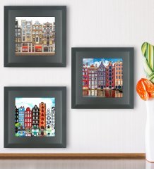 BK Gift Apartman Tasarımlı 3’lü  Ahşap Çerçeveli Taş Duvar Dekoru-27