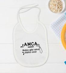 BK Kids Amca Baba Gibi Tasarımlı Beyaz Bebek Body Zıbın ve Mama Önlüğü Hediye Seti-1