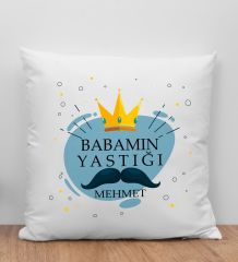BK Gift Kişiye Özel İsimli Babalar Günü Tasarımlı Beyaz Kırlent Yastık-2, Babaya Hediye, Ev Dekorasyonu, Babalar Günü Hediyesi