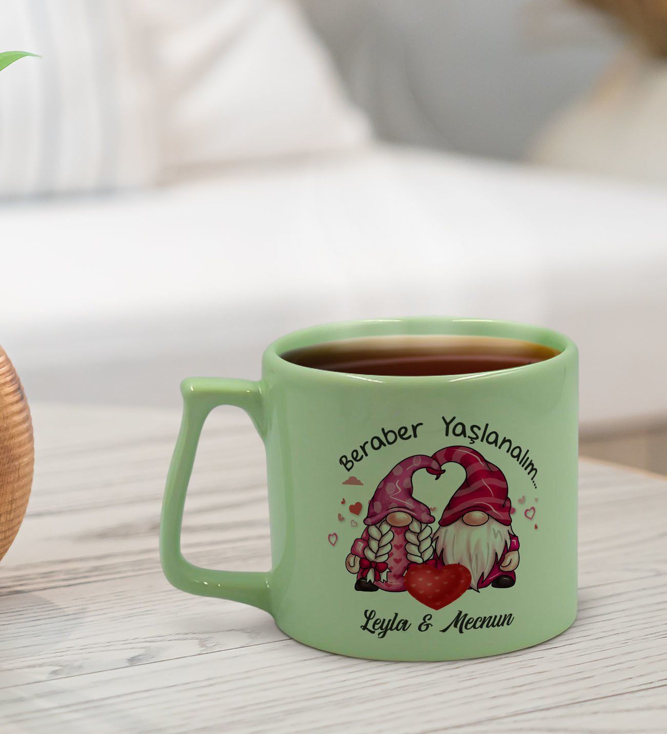 BK Gift Kişiye Özel Sevgili İsimli Pastel Yeşil Middle Kupa Bardak, Arkadaşa Hediye, Ev Hediyesi, Doğum Günü Hediyesi, Ofis Hediyesi-3