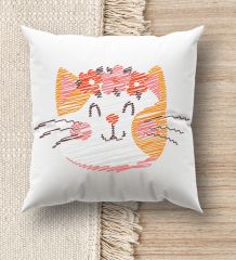 BK Gift Modern Art Tasarımlı Beyaz Kırlent Yastık, Ev Hediyesi, Ev Dekorasyonu, Dekoratif Hediye-13