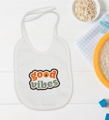BK Kids Good Vibes Tasarımlı Bebek Mama Önlüğü - Model 1