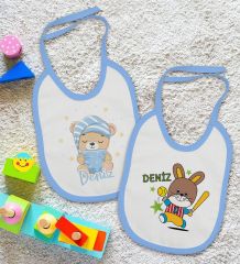 BK Kids Kişiye Özel İsimli 2’li Mavi Mama Önlüğü-3