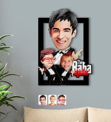 Kişiye Özel Godfather Baba ve Oğullar Karikatürlü 3D Ahşap Tablo-1
